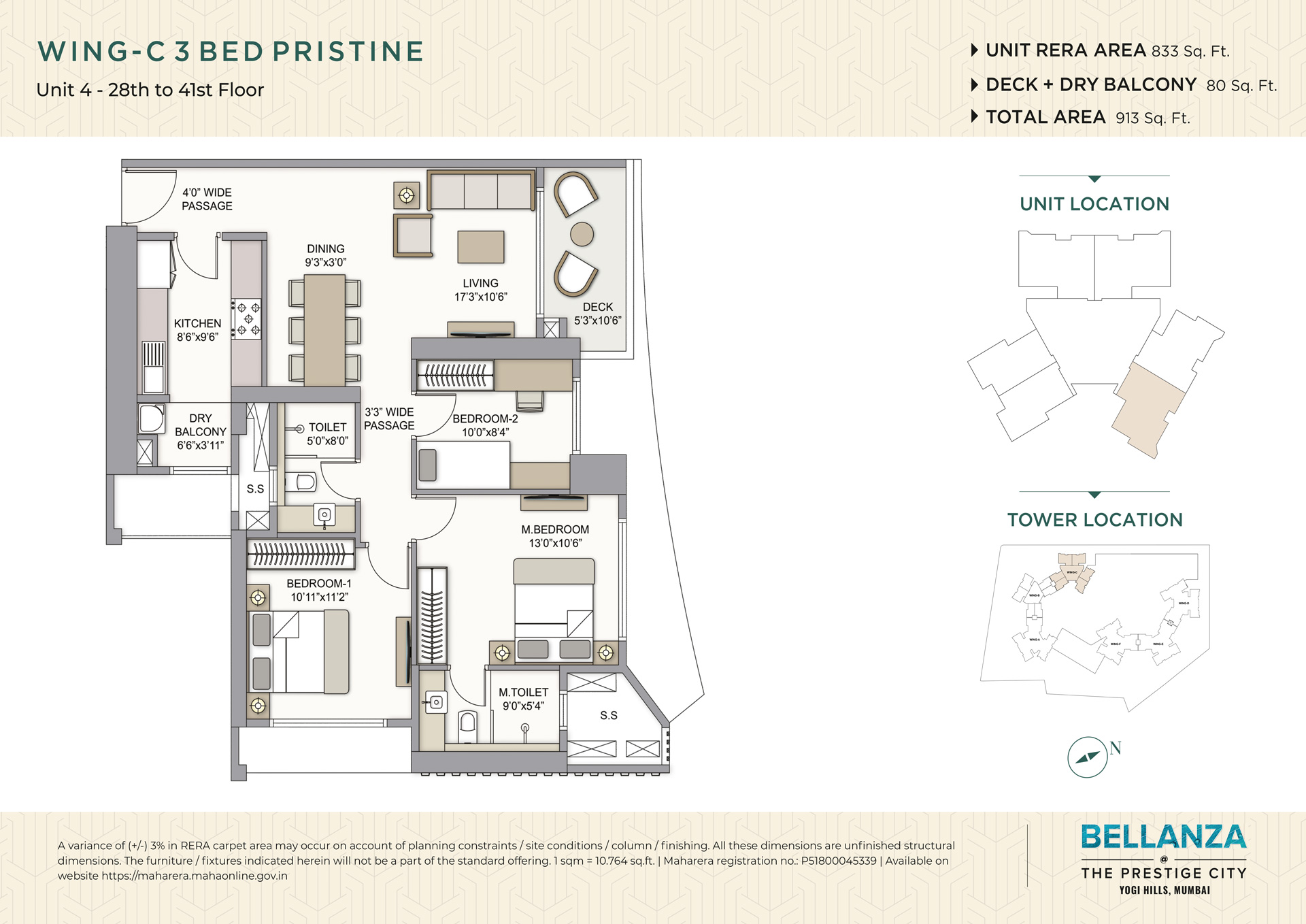 833-sq-ft - 3 BHK