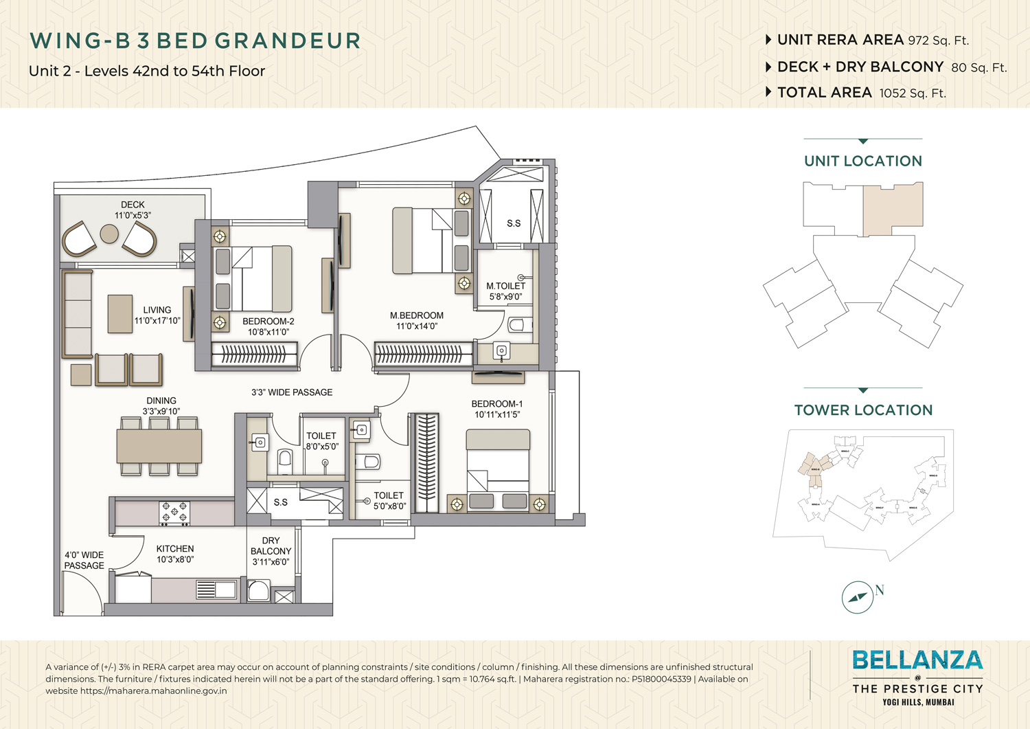 972-sq-ft - 3 BHK